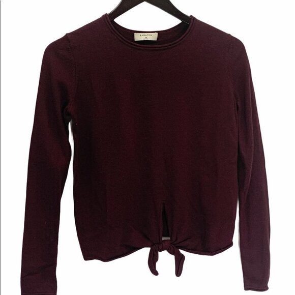 ARITZIA  Babaton Cardamon Burgundy Merino Wool Tie Front Size XS - Picture 3 of 9
